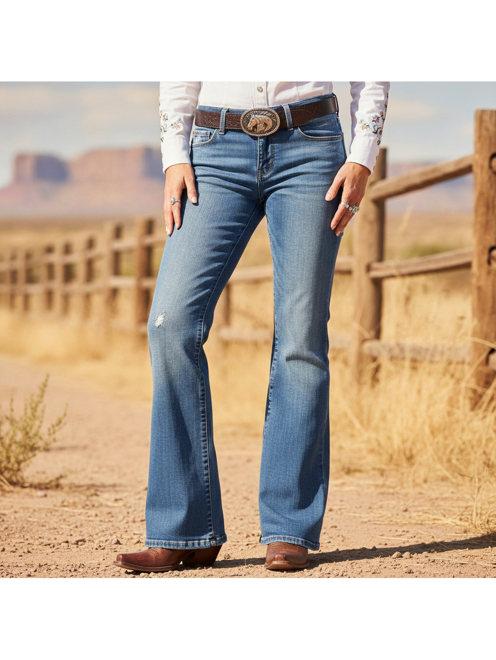 Seven7 Jeans, Size 30, Distressed, Denim, Boot-Cut, Retro, Western, Cowgirl